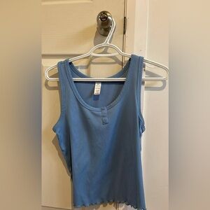 Blue Ribbed Tank Top Small